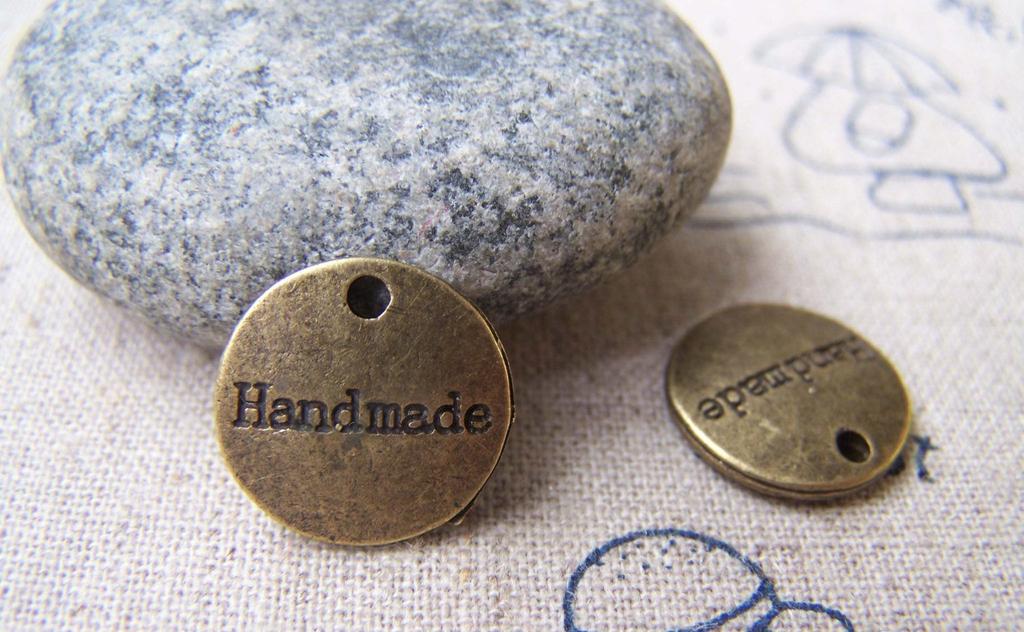 Accessories - 20 Pcs Of Antique Bronze Round Handmade Charms 14mm Double Sided A1609