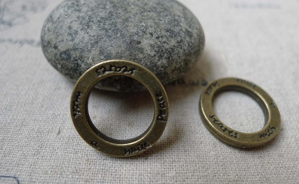 Accessories - 20 Pcs Of Antique Bronze Round Ring Charms 20mm A6099