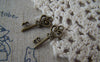 Accessories - 20 Pcs Of Antique Bronze Skeleton Key Heart Key Charms 9x21mm A4652