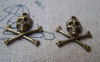 Accessories - 20 Pcs Of Antique Bronze Skull And Crossbones Charms 20x20mm A1576