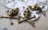 Accessories - 20 Pcs Of Antique Bronze Skull And Crossbones Charms 20x20mm A1576