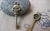 Accessories - 20 Pcs Of Antique Bronze Skull Key Charms 8x28mm A195