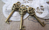 Accessories - 20 Pcs Of Antique Bronze Skull Key Charms 8x28mm A195