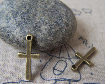 Accessories - 20 Pcs Of Antique Bronze Smooth Cross Charms 9x19mm A3449