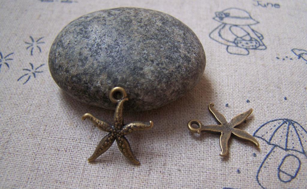 Accessories - 20 Pcs Of Antique Bronze Starfish Charms 16x20mm A524