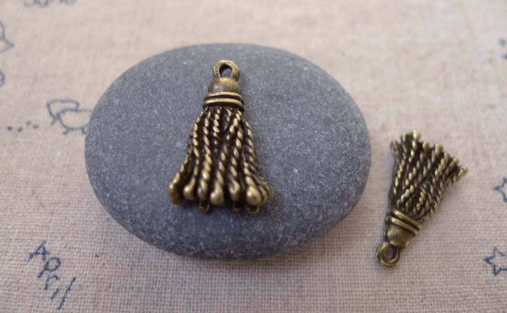 Accessories - 20 Pcs Of Antique Bronze Tassel Charms 12x21mm A7415