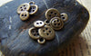 Accessories - 20 Pcs Of Antique Bronze Three Button Charms 13x14mm A3337