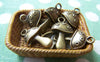 Accessories - 20 Pcs Of Antique Bronze Tiny Mushroom Charms 11x15mm A1723