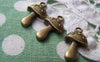 Accessories - 20 Pcs Of Antique Bronze Tiny Mushroom Charms 11x15mm A1723