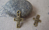 Accessories - 20 Pcs Of Antique Bronze Wire Cross Charms 12x22mm Double Sided A3475