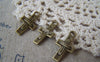 Accessories - 20 Pcs Of Antique Bronze Wire Cross Charms 12x22mm Double Sided A3475