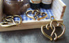Accessories - 20 Pcs Of Antique Gold Double Heart Charms 16x20mm A913