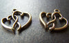Accessories - 20 Pcs Of Antique Gold Double Heart Charms 16x20mm A913