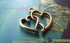 Accessories - 20 Pcs Of Antique Gold Double Heart Charms 16x20mm A913