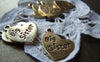 Accessories - 20 Pcs Of Antique Gold Flat Heart Charms 17mm A1354