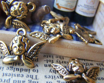 Accessories - 20 Pcs Of Antique Gold Lovely Angel Charms 11x20mm A1542
