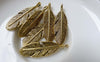 Accessories - 20 Pcs Of Antique Gold Lovely Feather Leaf Charms 9x30mm A6871