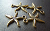 Accessories - 20 Pcs Of Antique Gold Textured Starfish Charms 16x20mm A1140