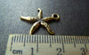 Accessories - 20 Pcs Of Antique Gold Textured Starfish Charms 16x20mm A1140