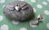 Accessories - 20 Pcs Of Antique Silver 3D Heart Wing Charms 10x28mm A898