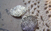 Accessories - 20 Pcs Of Antique Silver Abstract Textured Round Pendant Charms 19x24mm A2470