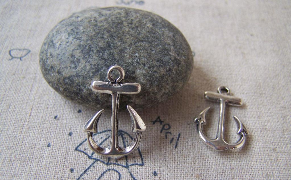 Accessories - 20 Pcs Of Antique Silver Anchor Charms Pendant 15x23mm A5407