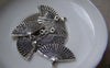 Accessories - 20 Pcs Of Antique Silver Chinese Flower Folding Fan Charms 17x24mm A4943