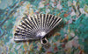 Accessories - 20 Pcs Of Antique Silver Chinese Flower Folding Fan Charms 17x24mm A4943