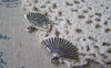 Accessories - 20 Pcs Of Antique Silver Chinese Flower Folding Fan Charms 17x24mm A4943