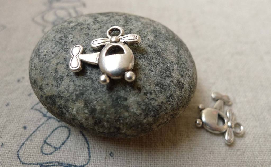Accessories - 20 Pcs Of Antique Silver Chopper Helicopter Charms 13x15mm A6188
