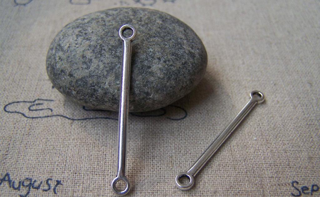 Accessories - 20 Pcs Of Antique Silver Connecting Bar Link Rod Connector 4.5x40mm A2971