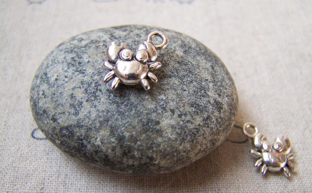 Accessories - 20 Pcs Of Antique Silver Crab Charms 10mm Double Sided A5712