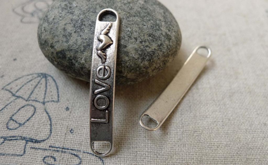 Accessories - 20 Pcs Of Antique Silver Curved Bracelet Connector Charms 6x38mm  A6196