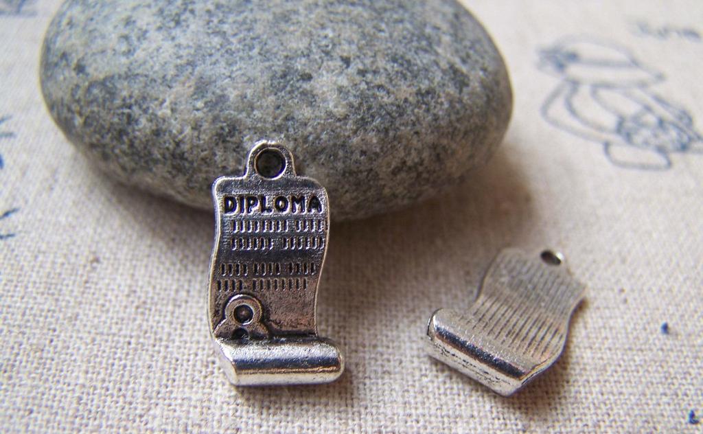 Accessories - 20 Pcs Of Antique Silver Diploma Scroll Charms 10x18mm A1327