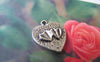 Accessories - 20 Pcs Of Antique Silver Double Heart Charms 11x17mm A4248