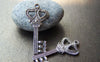 Accessories - 20 Pcs Of Antique Silver Double Heart Key Charms 17x35mm A1230