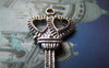 Accessories - 20 Pcs Of Antique Silver Double Heart Key Charms 17x35mm A1230