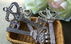Accessories - 20 Pcs Of Antique Silver Double Heart Key Charms 17x35mm A1230