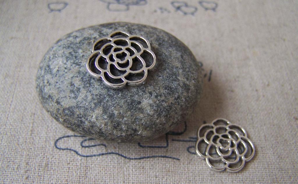 Accessories - 20 Pcs Of Antique Silver Filigree Flower Connector Charms 15mm A3269