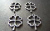 Accessories - 20 Pcs Of Antique Silver Filigree Four-Leaf Clover Lucky Flower Charms 17x25mm A3426