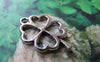 Accessories - 20 Pcs Of Antique Silver Filigree Four-Leaf Clover Lucky Flower Charms 17x25mm A3426