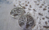 Accessories - 20 Pcs Of Antique Silver Flat Filigree Life Tree Ring Charms 20x24mm A4938