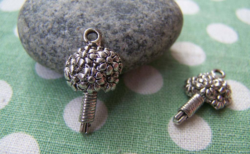 Accessories - 20 Pcs Of Antique Silver Flower Bouquet Charms Pendants 12x21mm A1686