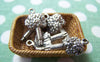 Accessories - 20 Pcs Of Antique Silver Flower Bouquet Charms Pendants 12x21mm A1686