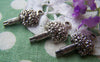 Accessories - 20 Pcs Of Antique Silver Flower Bouquet Charms Pendants 12x21mm A1686