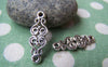 Accessories - 20 Pcs Of Antique Silver Flower Connector Charms 8.5x25mm A969