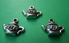 Accessories - 20 Pcs Of Antique Silver Flower Half Teapot Charms 14x15mm A1290