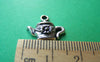 Accessories - 20 Pcs Of Antique Silver Flower Half Teapot Charms 14x15mm A1290