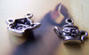 Accessories - 20 Pcs Of Antique Silver Flower Half Teapot Charms 14x15mm A1290