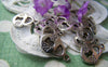 Accessories - 20 Pcs Of Antique Silver Flower Lock Charms Double Sided 10x13mm A1244